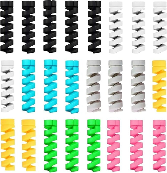 25 Pcs Spiral Cable Protectors & Wire Protectors Spring Wire for All Wired Accessories